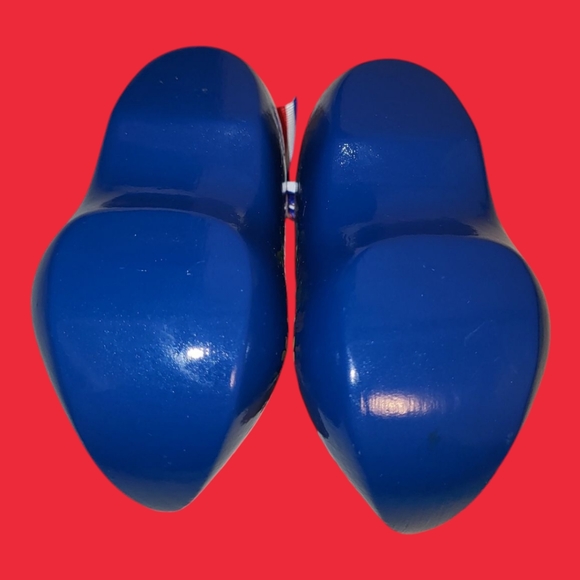 Vintage 1990s Miniature Souvenir Blue Dutch Clogs 4in - Picture 3 of 3